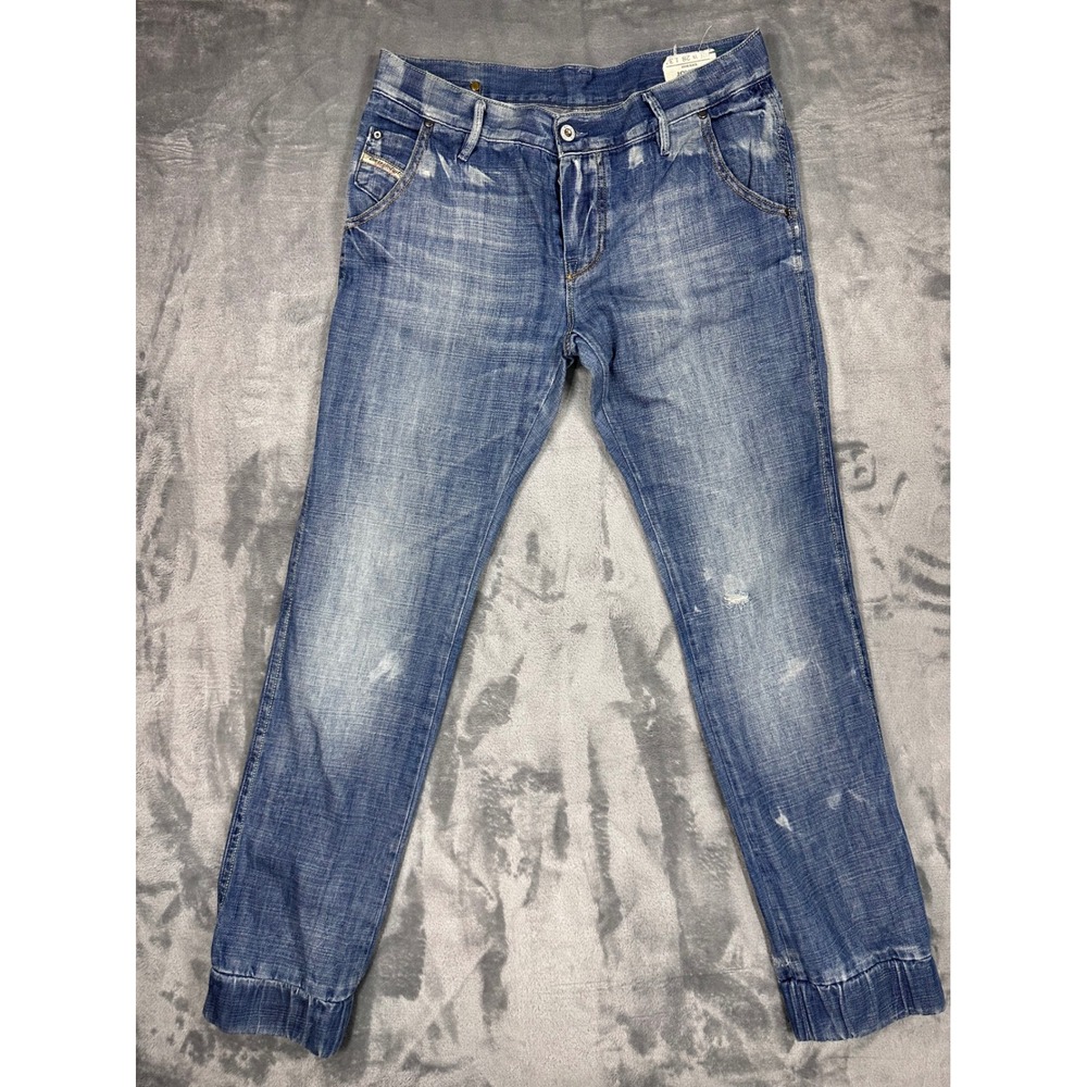 Diesel Joyze 008GH Mens Distressed Blue Denim Jogger Jeans Made in Italy W28 L34